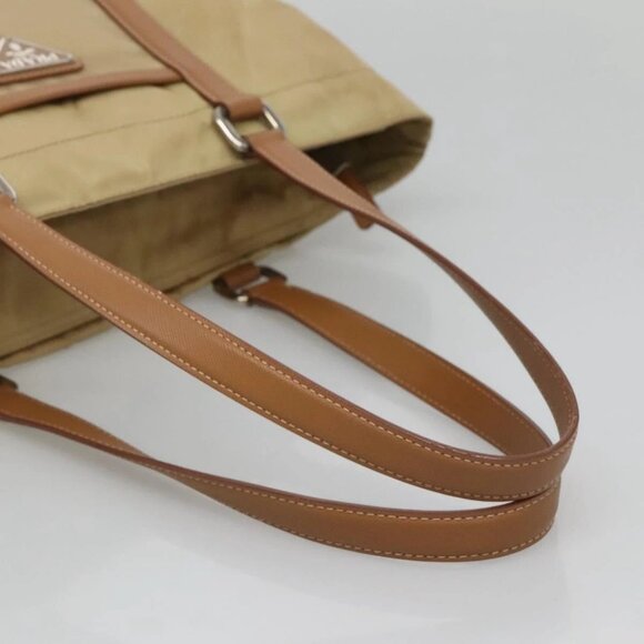 PRADA Tote Bag Nylon Beige Silver Auth 131176 - Picture 8 of 16